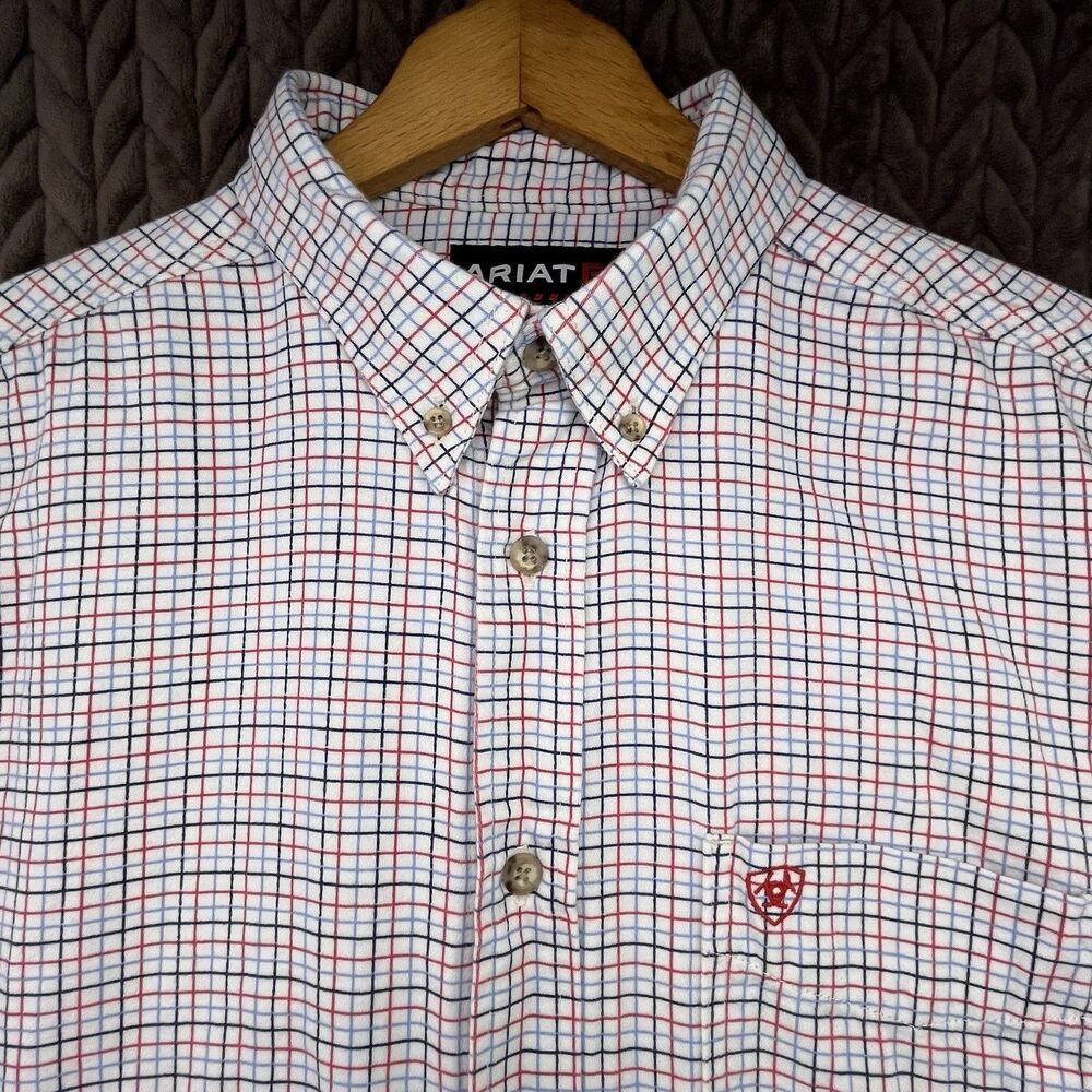 Ariat FR Work Shirt Mens Large Plaid Flame Resistant CAT 2 Workwear Western